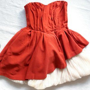 Christmas Strapless Bow Accent Bubble Skirt Cocktail Mini Dress